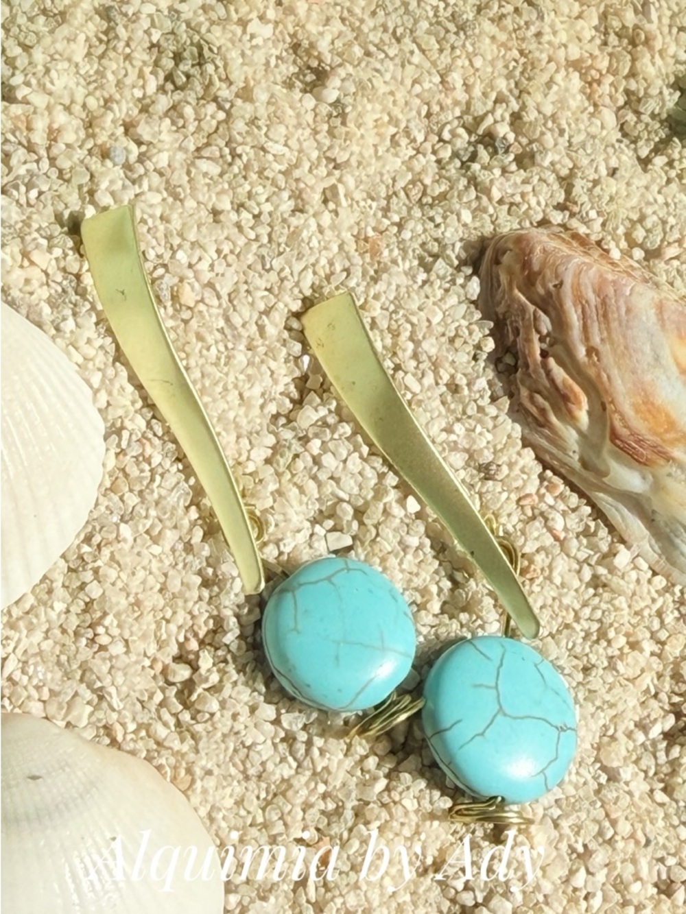 Turquoise and gold chunky gold s earrings SHOULDER DUSTER